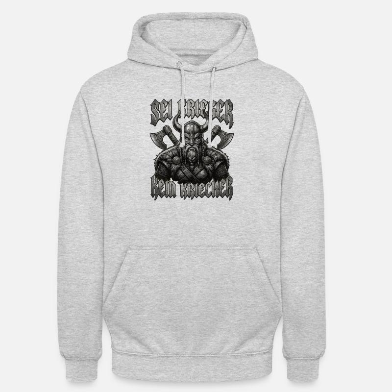 Sei Krieger kein Kriecher Wikinger Bart - Unisex Hoodie - Hellgrau meliert