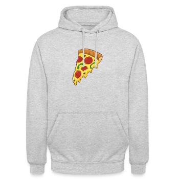 Pizza Essen Liebe Pizzaschnitte - Unisex Hoodie - Hellgrau meliert - Vorne - Alina (178cm) & Michal (187cm)