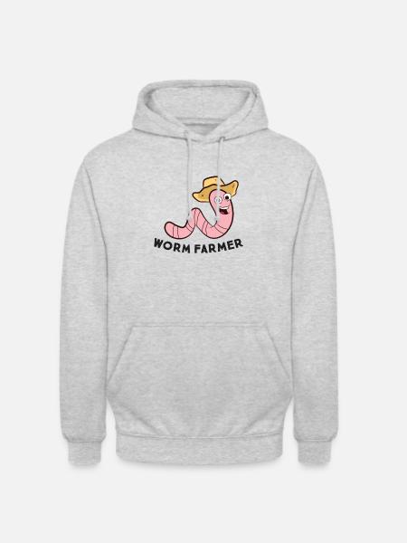 Wurmzüchter Vermikultur Kompostierung Wurmzucht - Unisex Hoodie - Hellgrau meliert