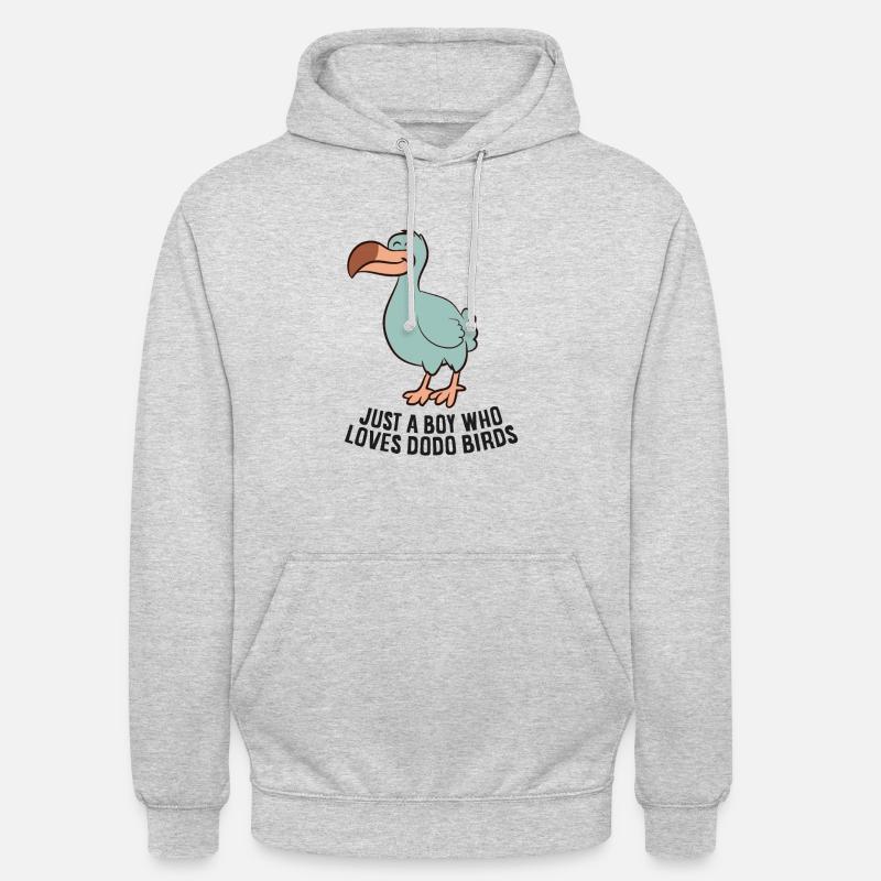 Juste un garçon qui aime les oiseaux dodo - Sweat-shirt à capuche unisexe - gris clair chiné