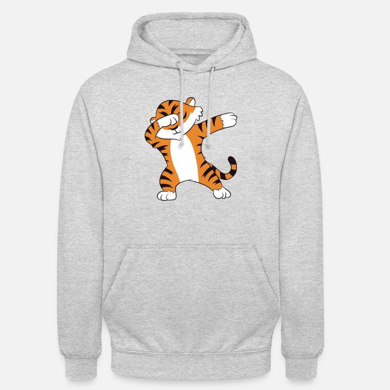 Dabbender Tiger Lustiges Dabbing Tiger - Unisex Hoodie - Hellgrau meliert