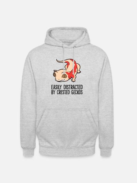 Easily Distracted By Crested Geckos - Unisex Hoodie - light heather grey