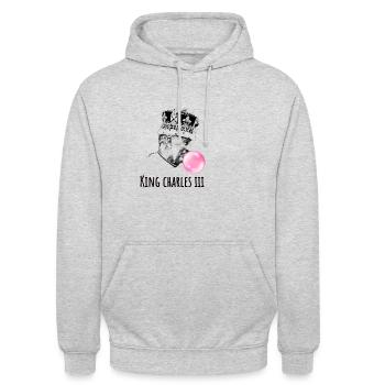 Charles, König von England, König,King Charles 3 - Unisex Hoodie - Hellgrau meliert - Vorne - Alina (178cm) & Michal (187cm)