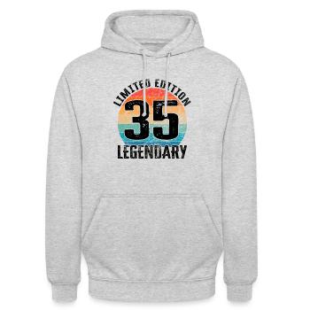 Happy Birthday - 35. Geburtstag - Unisex Hoodie - Hellgrau meliert - Vorne - Alina (178cm) & Michal (187cm)