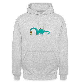 Dino Eis Schokolade Dinosaurier Vanille - Unisex Hoodie - Hellgrau meliert - Vorne - Alina (178cm) & Michal (187cm)