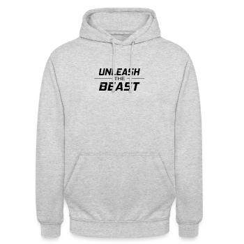 Libérez le t-shirt Beast Creature Beast Beast - Sweat-shirt à capuche unisexe - gris clair chiné - Devant - Alina (178cm) & Michal (187cm)