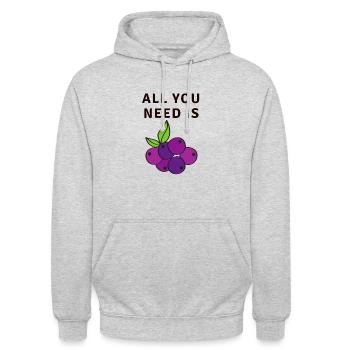 Tout ce dont vous avez besoin est Blueberry Blueberry Blueberry - Sweat-shirt à capuche unisexe - gris clair chiné - Devant - Alina (178cm) & Michal (187cm)