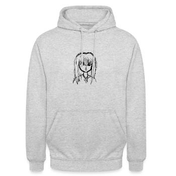 Manga Girl - Unisex Hoodie - Hellgrau meliert - Vorne - Alina (178cm) & Michal (187cm)