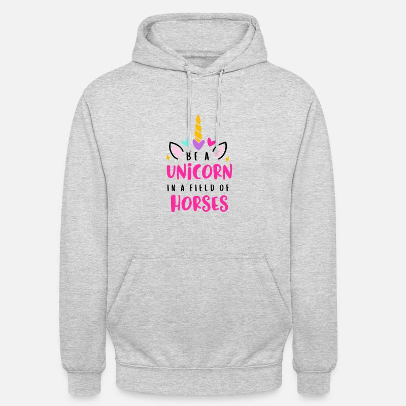Unicorn, Licorne - Sweat-shirt à capuche unisexe - gris clair chiné