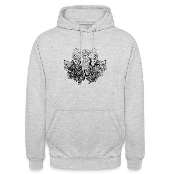 Night Flowers Gothik goth Skull Death Skull Punk - Unisex Hoodie - light heather grey - Front - Alina (178cm) & Michal (187cm)