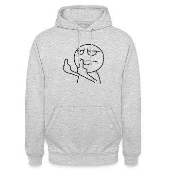 Mittelfinger Fuck You Fuck off Comic Cartoon Humor - Unisex Hoodie - Hellgrau meliert - Vorne - Alina (178cm) & Michal (187cm)