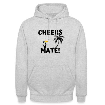 Cheers mate ! Tukan - Sweat-shirt à capuche unisexe - gris clair chiné - Devant - Alina (178cm) & Michal (187cm)