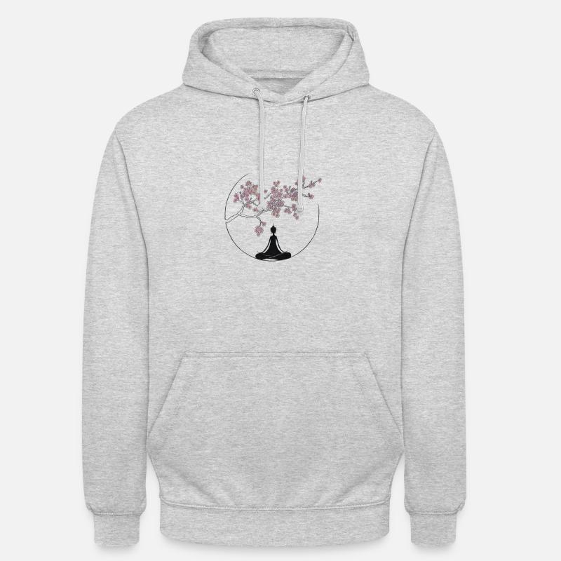 Blossem avec Bouddha - Sweat-shirt à capuche unisexe - gris clair chiné