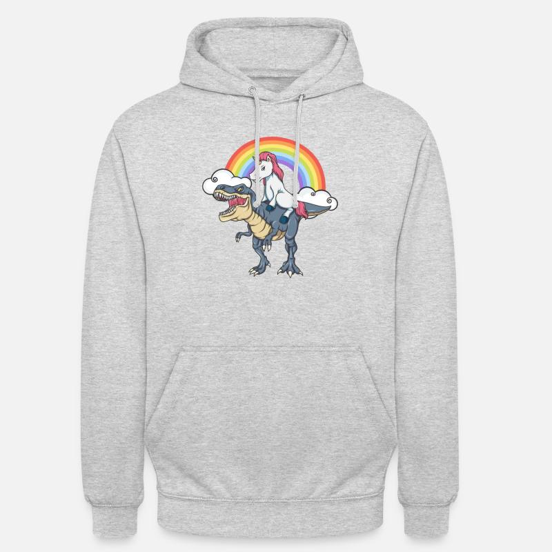 Unicorn Dinosaur T-Rex Rainbow Gift - Unisex-hettegenser - lysgrå melert