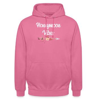 Honeymoon vibes Flitterwochen Hochzeitsgeschenk - Unisex Hoodie - Pink - Vorne - Alina (178cm) & Michal (187cm)