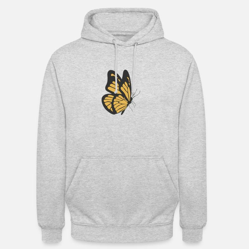 Farfalla Farfalla gialla - Felpa con cappuccio unisex - grigio chiaro melange