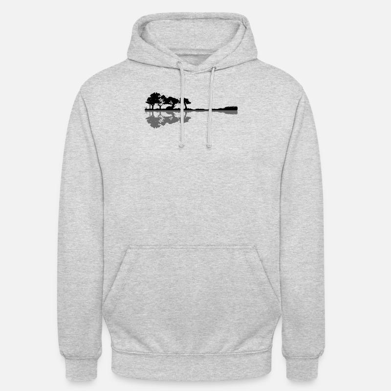 Guitar Lake Shadow Elephant Moonlight Gift Idea - Unisex Hoodie - light heather grey