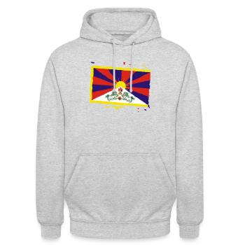Tibet Flagge - Unisex Hoodie - Hellgrau meliert - Vorne - Alina (178cm) & Michal (187cm)