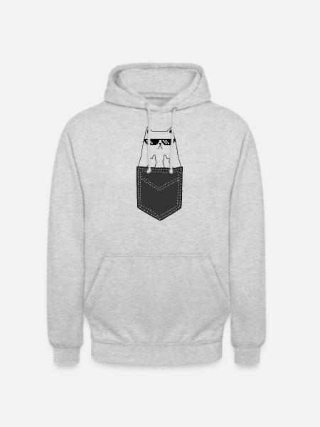 Katze Pocket Mittelfinger Geschenk - Unisex Hoodie - Hellgrau meliert