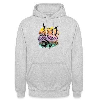 Big cat Lynx Bobcat tabby T shirt - Unisex Hoodie - light heather grey - Front - Alina (178cm) & Michal (187cm)