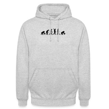 Evolution Affe Mensch lustig Neandertaler Freak - Unisex Hoodie - Hellgrau meliert - Vorne - Alina (178cm) & Michal (187cm)