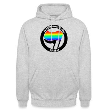 Antihomophobic action - Unisex Hoodie - light heather grey - Front - Alina (178cm) & Michal (187cm)