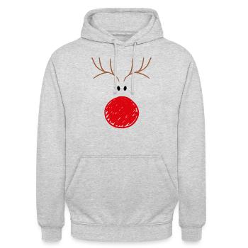 Rentier lustig Weihnachten für Damen & Kinder - Unisex Hoodie - Hellgrau meliert - Vorne - Alina (178cm) & Michal (187cm)