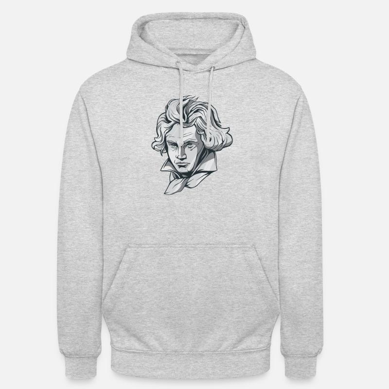 Buste de visage de Beethoven avec le compositeur de Beethoven - Sweat-shirt à capuche unisexe - gris clair chiné