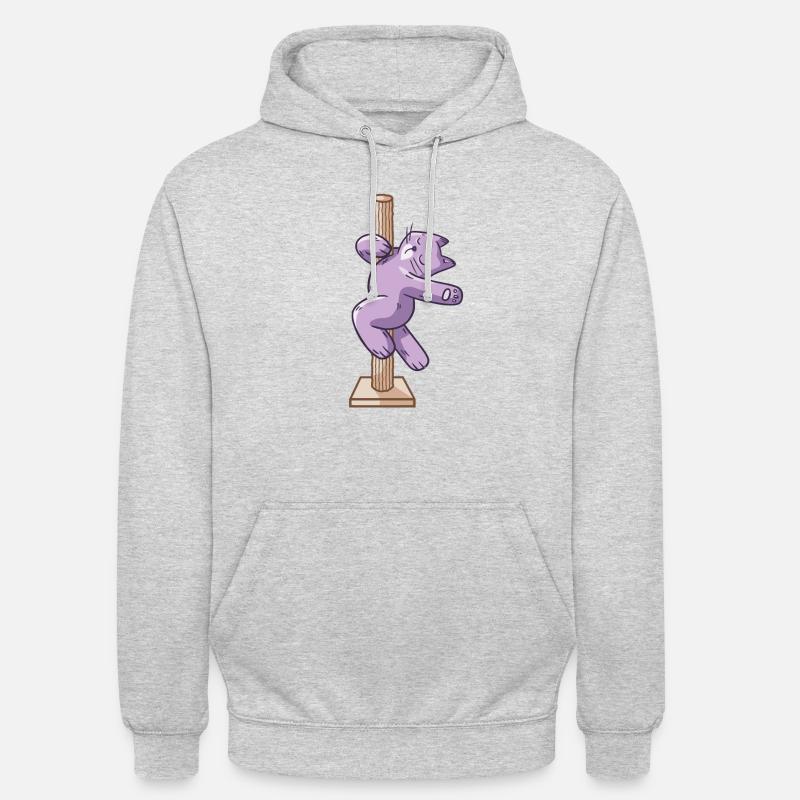 Chat drôle de pole dance - Sweat-shirt à capuche unisexe - gris clair chiné