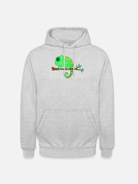 Chameleon on a branch - Unisex Hoodie - light heather grey
