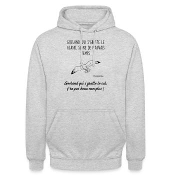 Proverbe breton - Sweat-shirt à capuche unisexe - gris clair chiné - Devant - Alina (178cm) & Michal (187cm)