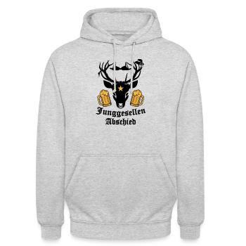 Junggesellenabschied - Unisex Hoodie - Hellgrau meliert - Vorne - Alina (178cm) & Michal (187cm)