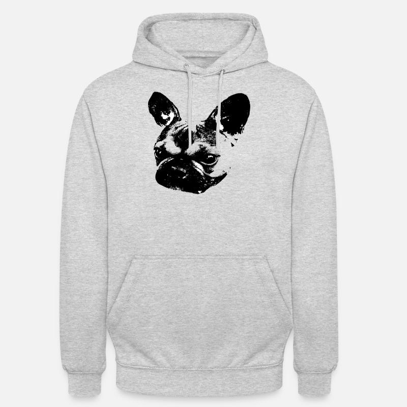 Bulldoge français chiot - Sweat-shirt à capuche unisexe - gris clair chiné