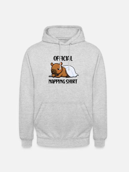 Śpiąca kapibara Piżama Śmieszny gryzoń Animal Pun - Bluza z kapturem typu unisex - jasnoszary melanż