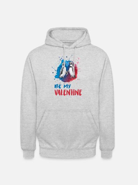Be my Valentine Penguins - Unisex Hoodie - light heather grey