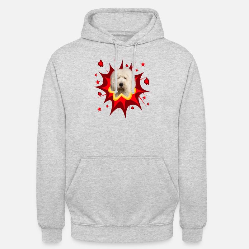 Conception de chien comique - Pow - Bobtail - Sweat-shirt à capuche unisexe - gris clair chiné