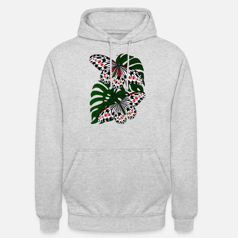 Papillon Noir Blanc Moth Papillon - Sweat-shirt à capuche unisexe - gris clair chiné