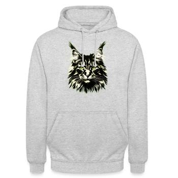 Katzengesicht - Unisex Hoodie - Hellgrau meliert - Vorne - Alina (178cm) & Michal (187cm)