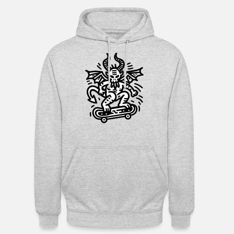 Devil Skateboard Doodle - Sweat-shirt à capuche unisexe - gris clair chiné