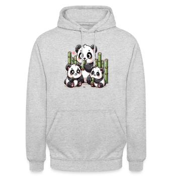 Panda family enjoys bamboo - Unisex Hoodie - light heather grey - Front - Alina (178cm) & Michal (187cm)