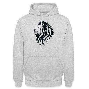 Minimalist lion profile - Unisex Hoodie - light heather grey - Front - Alina (178cm) & Michal (187cm)