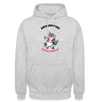Les fans de licornes applaudissent plus fort - Sweat-shirt à capuche unisexe - gris clair chiné - Devant - Alina (178cm) & Michal (187cm)