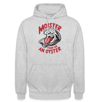 Witziges Austern-Design - Unisex Hoodie - Hellgrau meliert - Vorne - Alina (178cm) & Michal (187cm)
