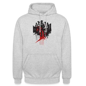 HEROISCHER SCHATTEN - Unisex Hoodie - Hellgrau meliert - Vorne - Alina (178cm) & Michal (187cm)