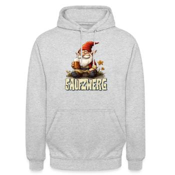 lustiger Zwerg mit Bier - Unisex Hoodie - Hellgrau meliert - Vorne - Alina (178cm) & Michal (187cm)