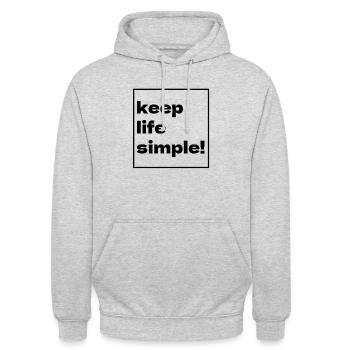 Simplifiez la vie - Minimalisme et frugalité - Sweat-shirt à capuche unisexe - gris clair chiné - Devant - Alina (178cm) & Michal (187cm)