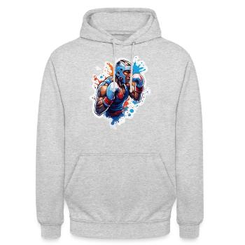 Boxer / Sports / Fight / Arena / Boxing Ring / Fists - Unisex Hoodie - light heather grey - Front - Alina (178cm) & Michal (187cm)