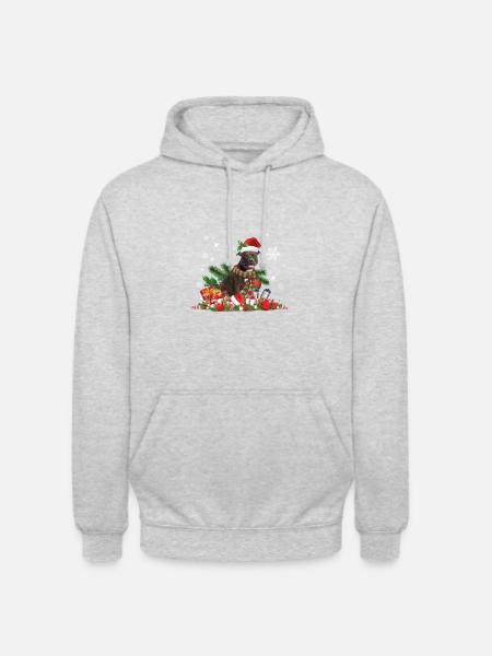 Christmas Pit Bull, Pitbull Dog - Unisex Hoodie - light heather grey