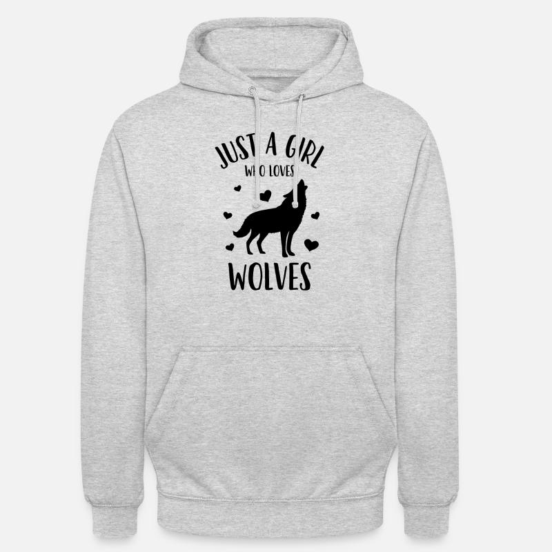 Nur ein Mädchen, das WOLVES liebt - Unisex Hoodie - Hellgrau meliert
