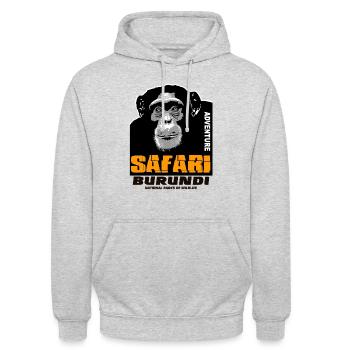 Burundi - Schimpanse - Unisex Hoodie - Hellgrau meliert - Vorne - Alina (178cm) & Michal (187cm)